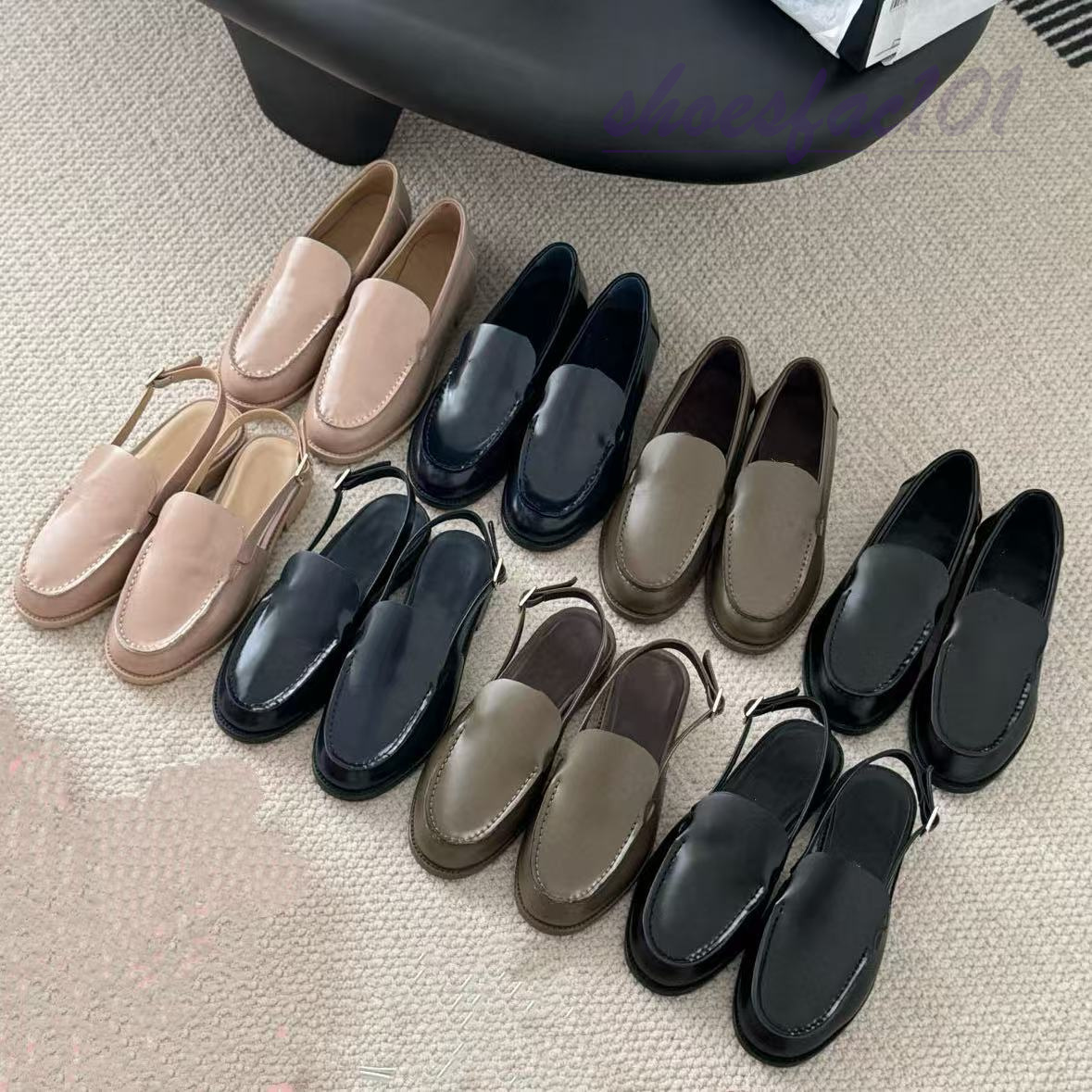 Dress Shoes platform Loafers Spring Summer Top Quality Fashion Leather Ringer All Match leather shoes Top quality women one foot metal buckle black Designer sandals