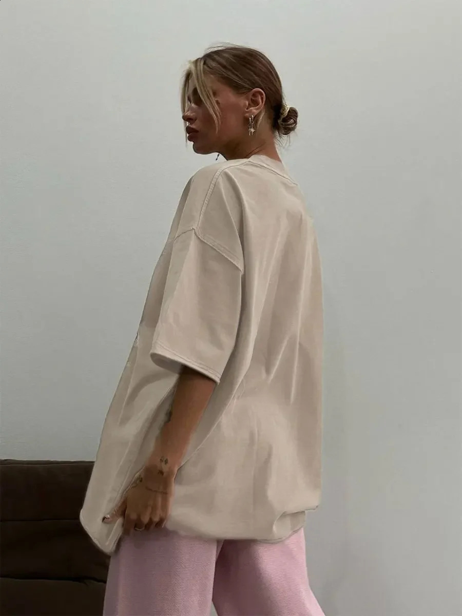 Bornladies 100% Cotton Retro T-shirt Men Women Vintage Short-sleeve Wax printing T Shirts Solid Color Hip Hop Loose Tees 250319