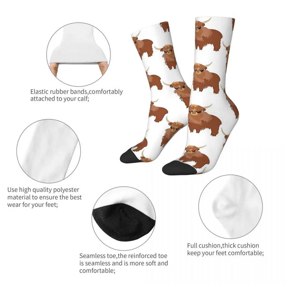 Fluffy Highland Cow Socks Harajuku Super Soft Socks Four Seasons Long Socks Neutral Birthday Gift Accessories X250319