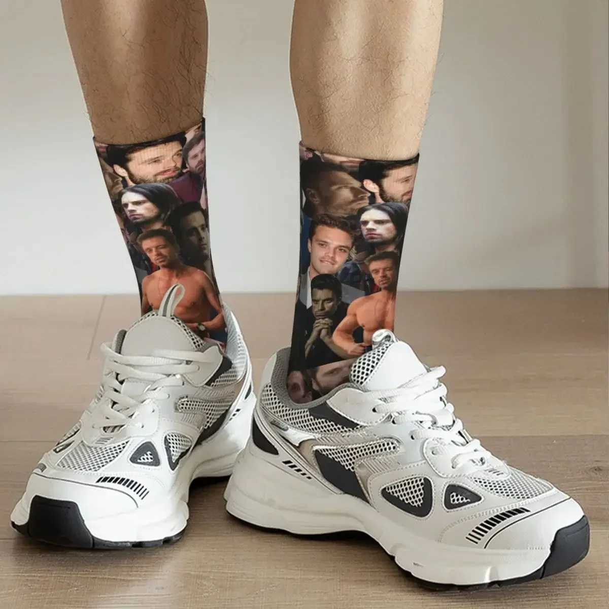Sebastian Stan Photo Collage Socks Sweat Absorbing Stockings All Season Long Socks Accessories for Mans Womans Gifts X250319