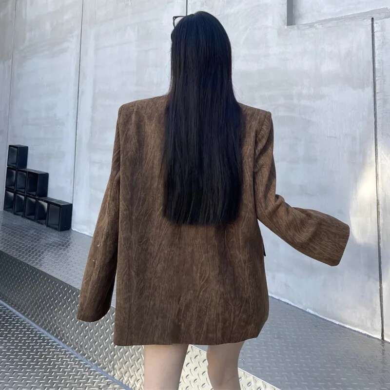 Vintage Style Women Suit Blazer Fashion 3D Ral Spliced Single Button Jackets Female 2025 Spring New Clothing 1A427