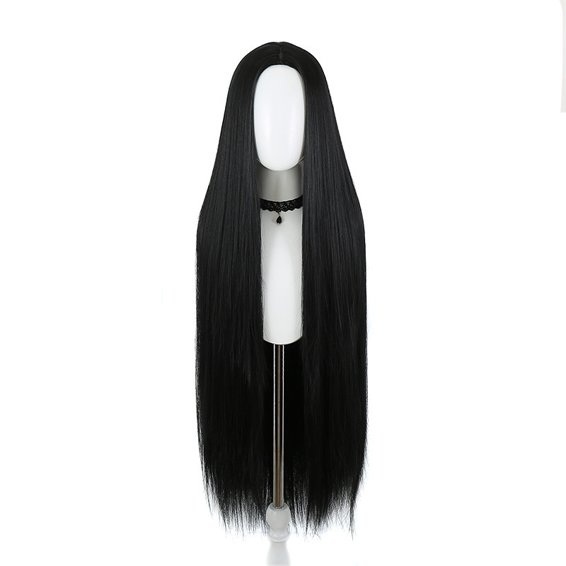 Kano Cosplay Versatile Medium Split Scalp Black Long Straight Hair 100Cm Anime Wig