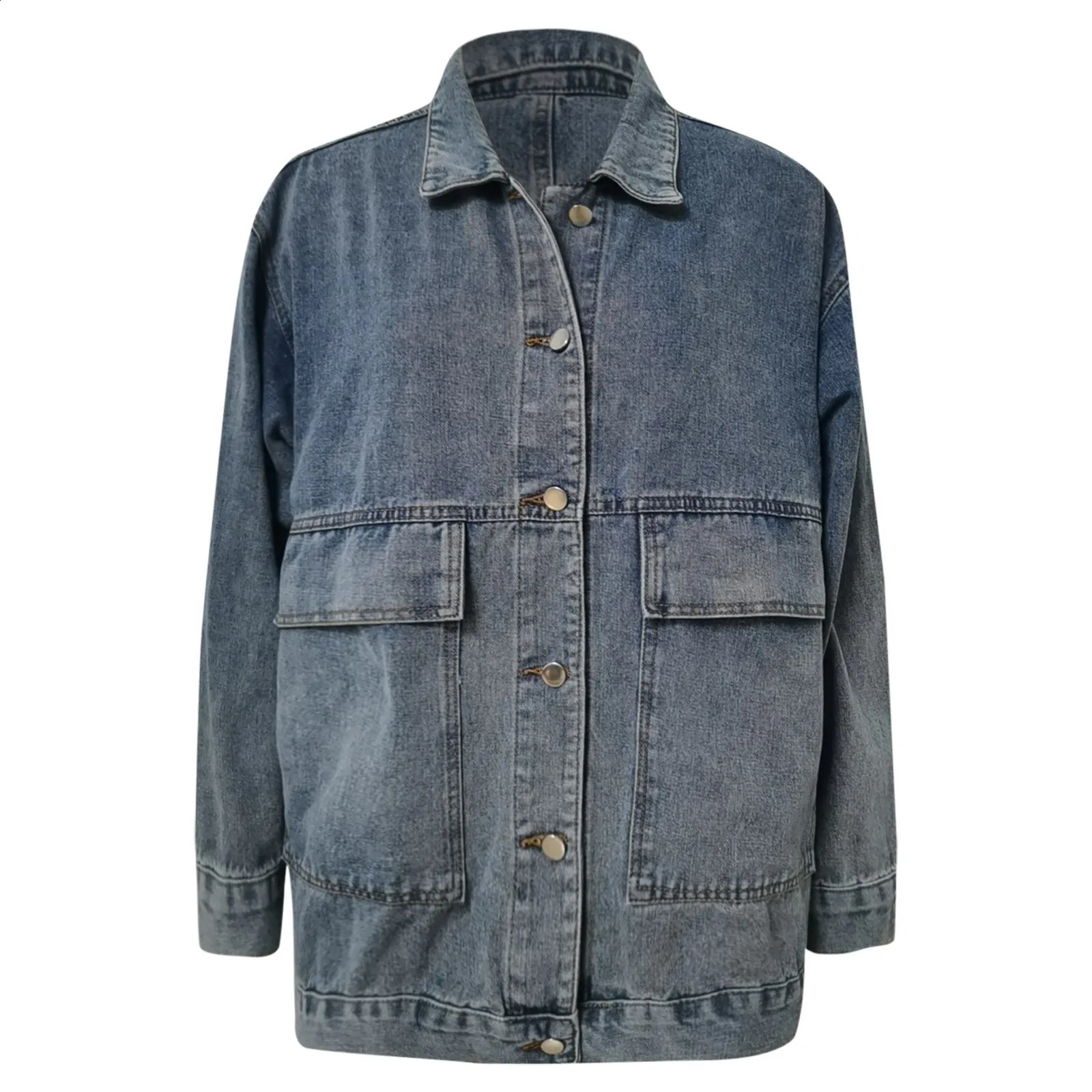 Autumn and winter womens short jacket slim fit retro classic loose denim casual 250317