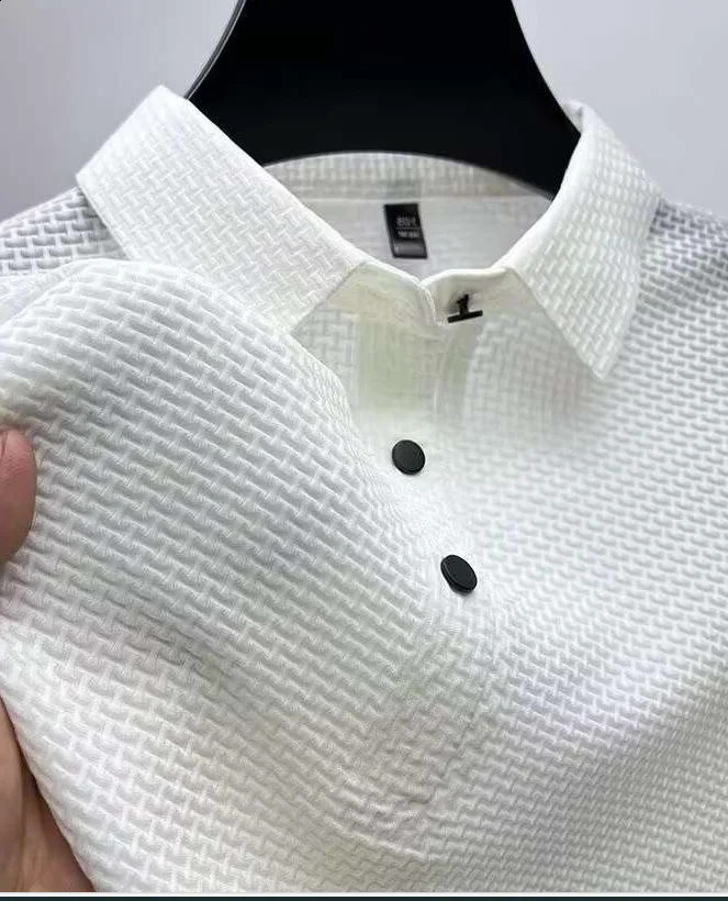 mens short sleeved T-shirt for summer cool and breathable polo shirt business and casual sweat absorbing top 250317