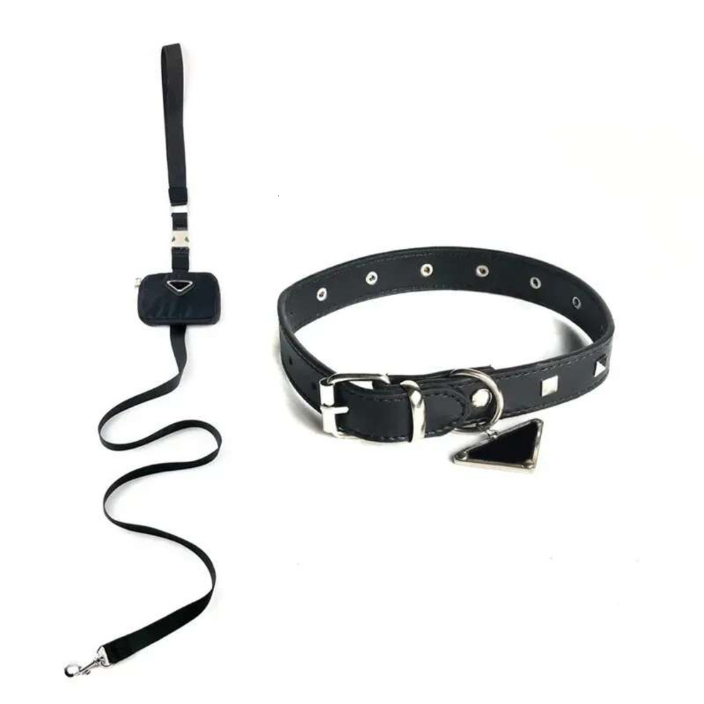 Luxury digner dog harns pet collar classic letter dog collar adjustable soft high-quality pet harns outdoor traction rope classic black suitable for e