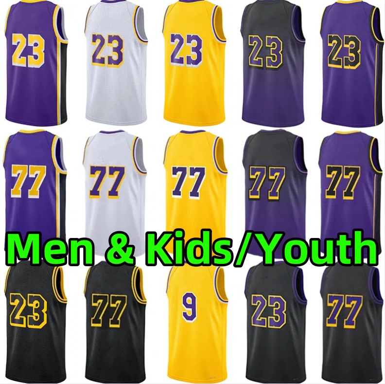 Stitched Lakerr Lukaa Doncic Basketball Jerseys Bronny James Bryant Men Kids Youth City Jersey Yellow purple white vest adult children embroidery