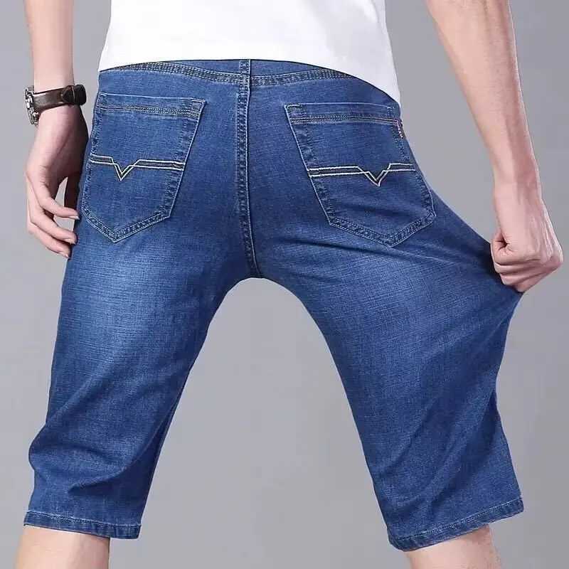 New mens summer fashion light elastic ultra-thin breathable mid waist five pants comfortable casual street daily denim jeans W250319
