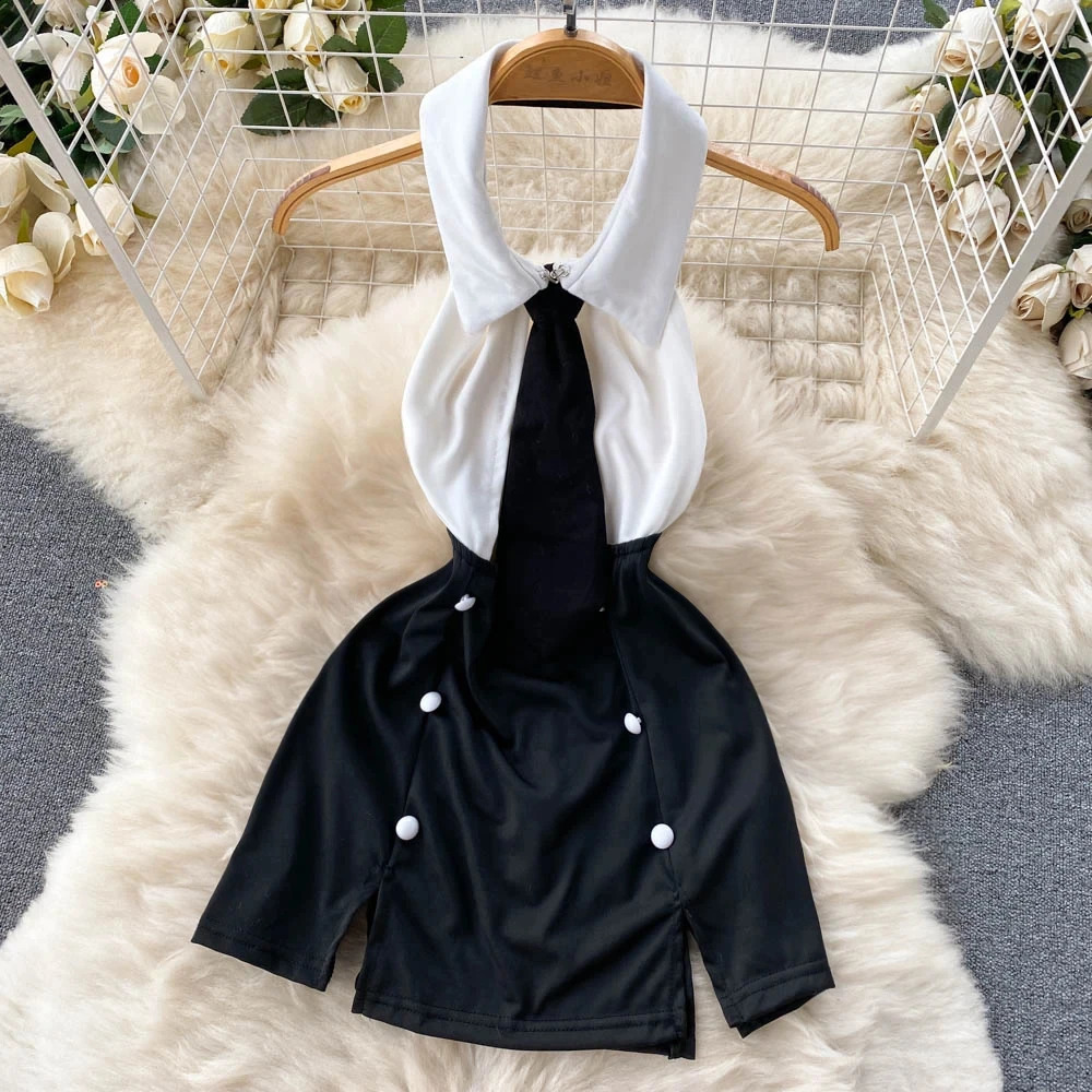 Erotic Womens Pajamas Office Role Playing Sexy Uniform Strapless Dress Ultra Thin Slit Back Short Skirt 250319