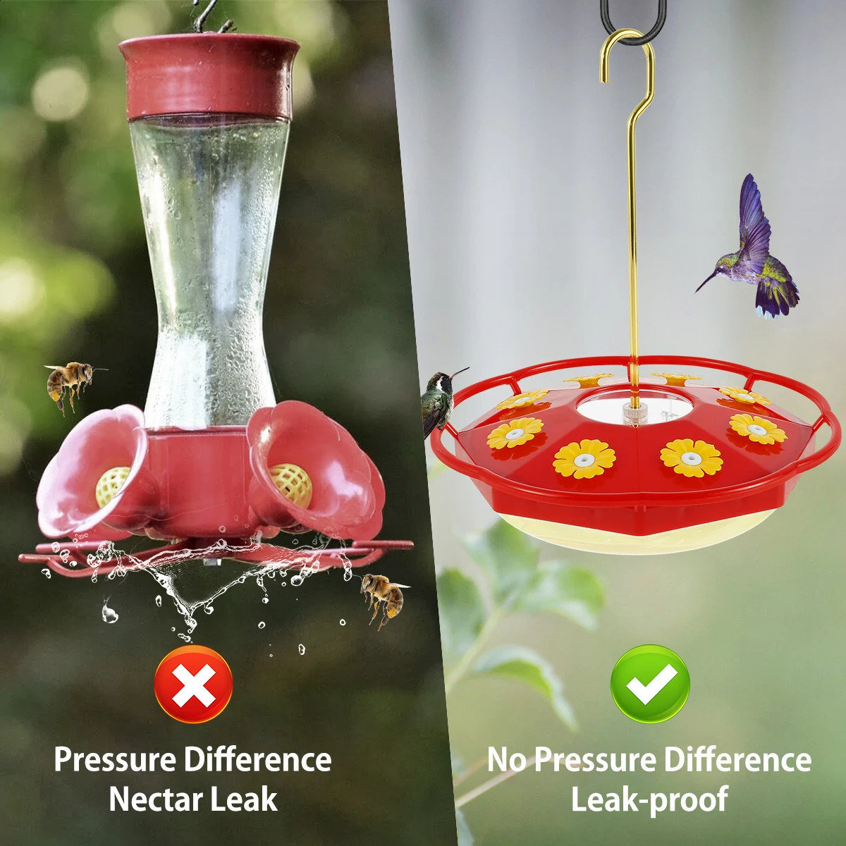 15Pcs Outdoor Hummingbird Feeder Wild Bird 8 Feeding Ports Ant and Bee Proof Floral Shape Hanging for Garden Yard 250318