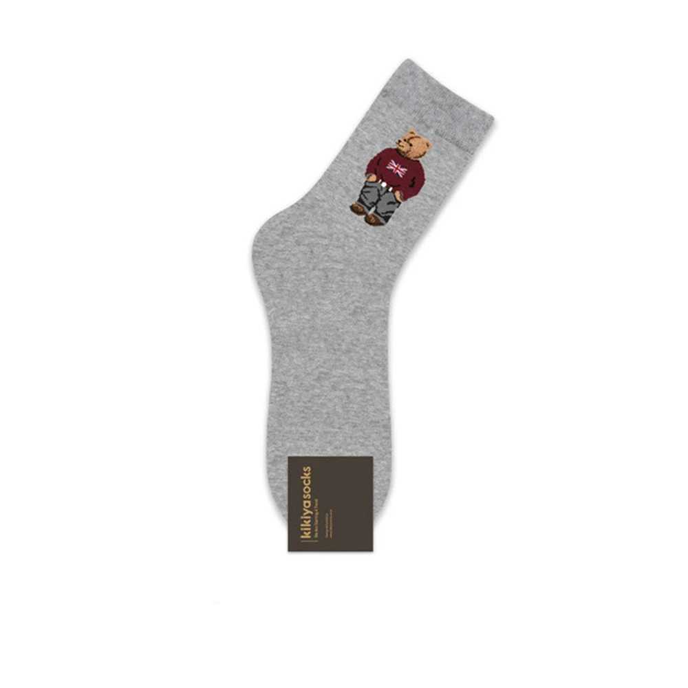 New Cartoon Gentleman Bear Mens Socks Cotton Harajuku Style Sport Boys Skateboard Novelty Breathable Christmas Gift X250319