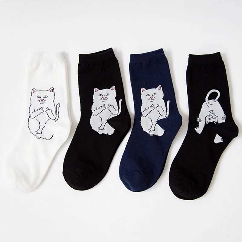 Fashionable unisex cartoon cat art fun alien planet comfortable autumn creative warm cotton Halloween party socks X250319
