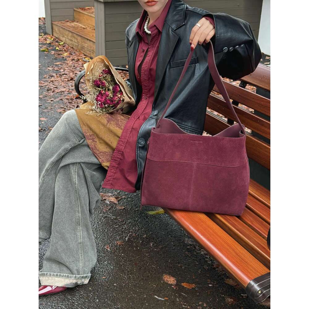 Oversize Women Bag Suede Leather Winter Bags Frosted Cow Skin Handbag And Purses Retro Lady Tote
