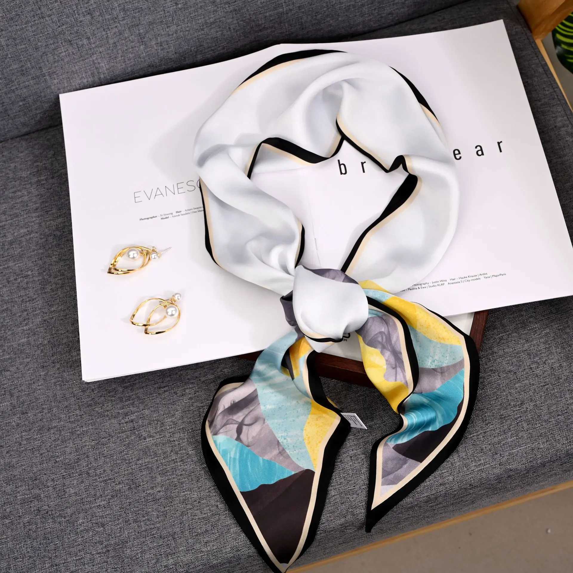 Fashionable printed headband scarf necktie bag scarf satin tight scarf for women foard floral belt 2025 new X250319