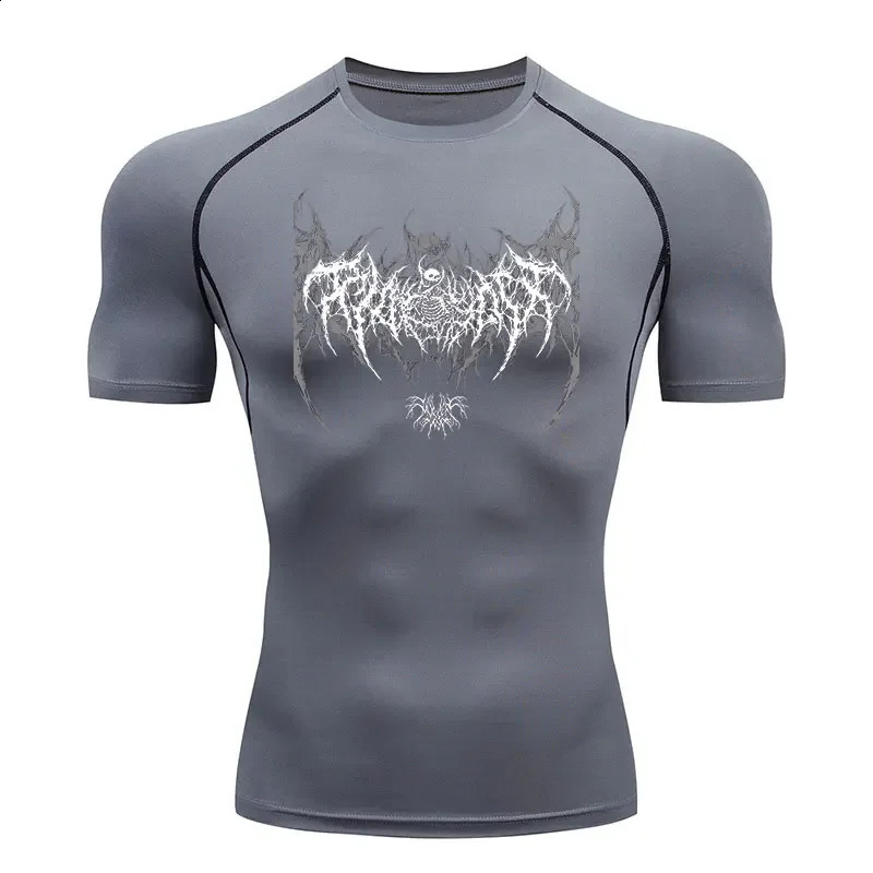 Y2K Compression Shirt Men Fitness Gym Skeleton Sport Running T-Shirt Rashgard Tops Tee Quick Dry Short Sleeve T-Shirt For Men 250319