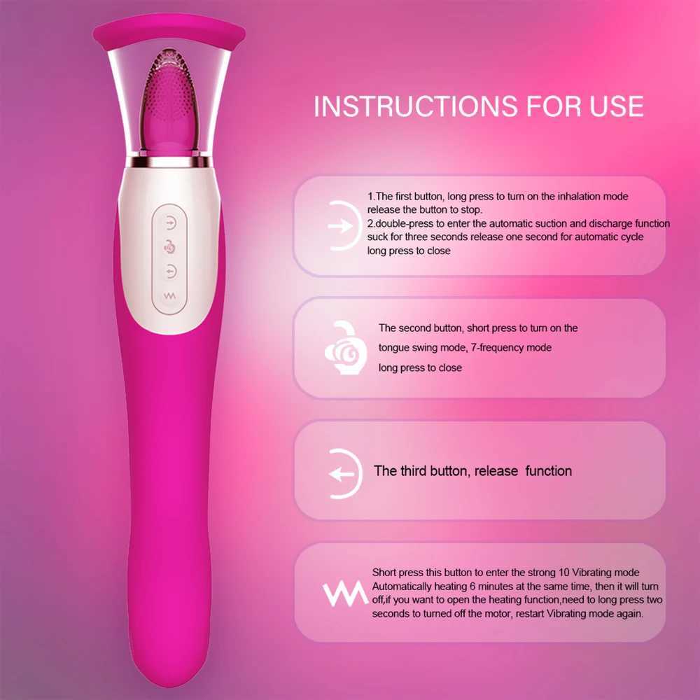 Double ended Clitoris G-Spot Clit suction cup tongue licking suction cup pump sex toy female dildo vibrator W250319