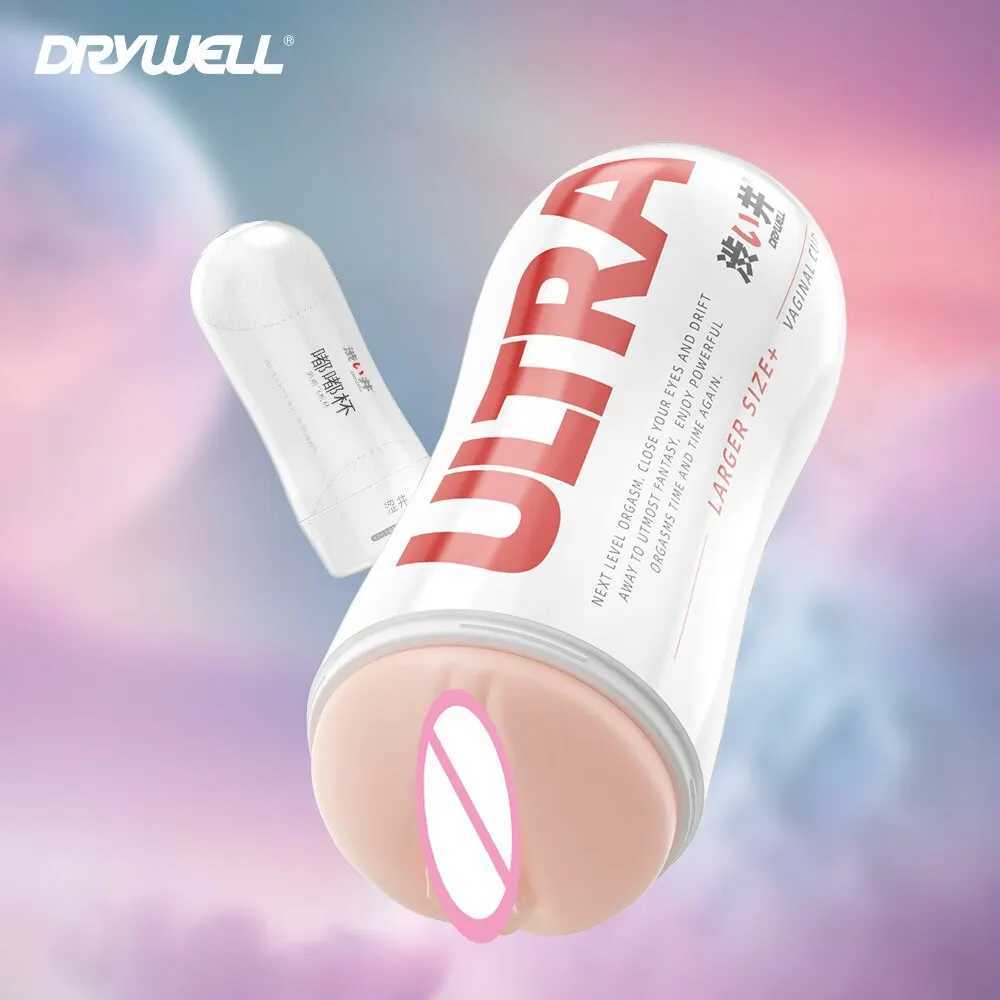 DRY WELL Male Masturbation Vagina Masturbator Cup Sexy Pocket Pussy Airflow Suction Control Masturbator for Adult Glans TrainerXJ250319