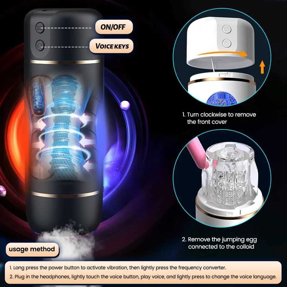 Automatic Male Masturbation Cup Intelligent Voice Mens Masturbator Pocket Pussy Penis Training Vibrator Sex Toy JoinjjtoyXJ250319