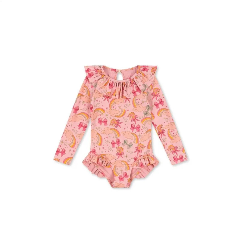 Girl Swimwears Pink Unicorn Baby Swimwear Kids Vacation Sunscreen Swimsuits Bikini Teen Swimsuit for Girls Bikinis Biquini 250319