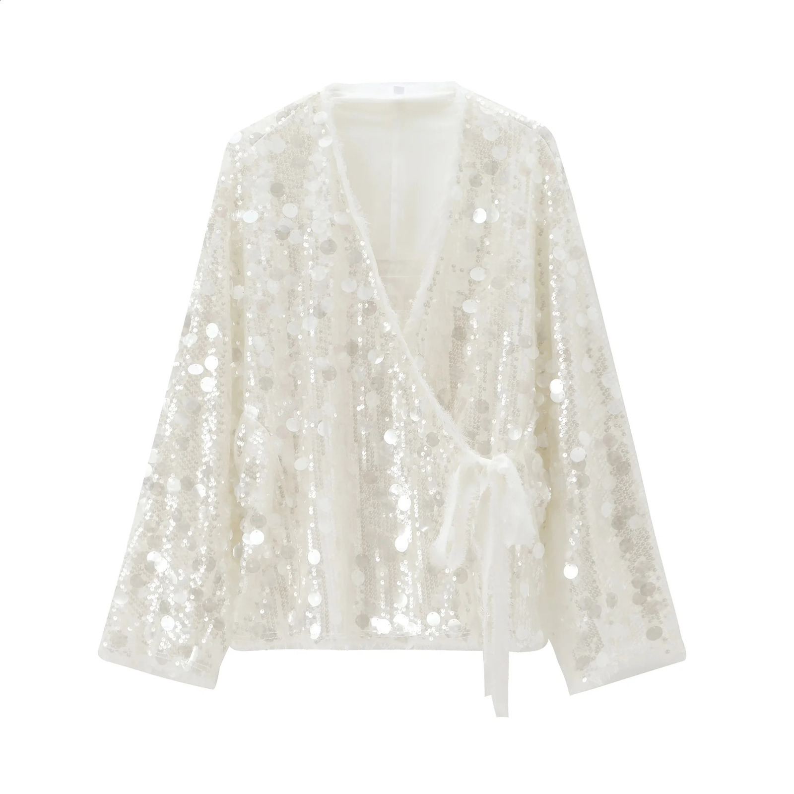 Autumn Womens Clothing European and American Fashion Edition Series Bead Decorative Kimono Style Coat 250317