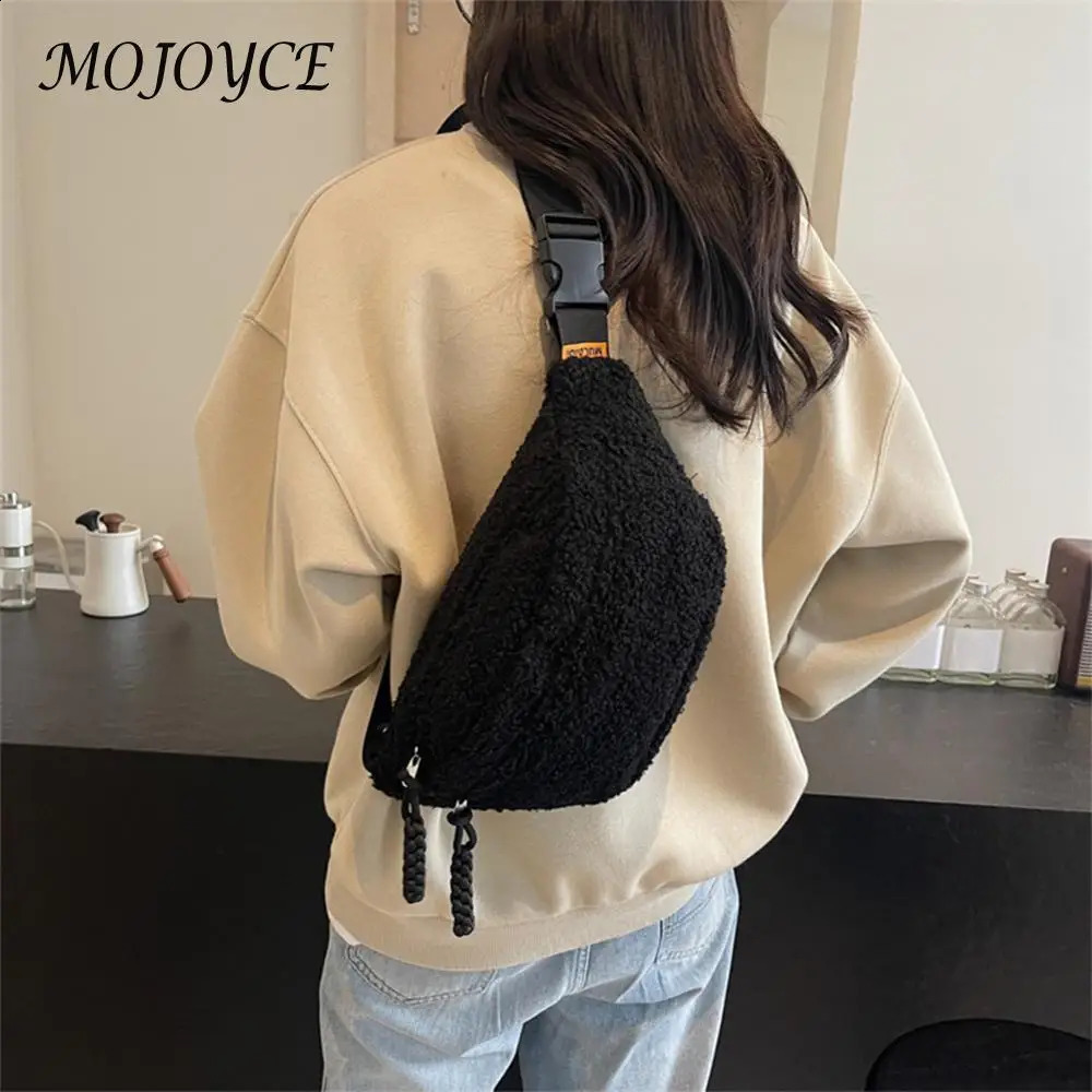 Wool Sherpa Cross Body Bag Womens Mini Shoulder Strap Bag Small Size Fanny Bag Winter Plush Waist Bag Sling Bum Bag 250317