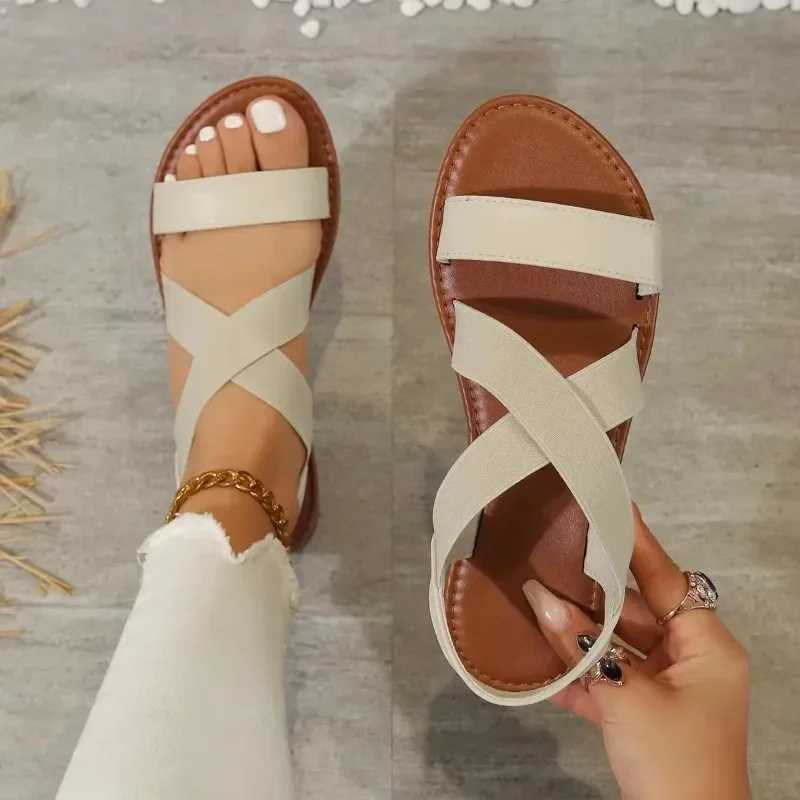 New Arrival Summer new womens flat Roman sandals with non slip rubber soles fashionable womens shoes T250318