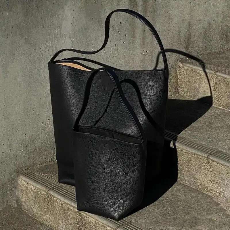 NS Park Cowhide Bucket Women 2023 New Designer Handbags Soft Real Leather One Shoulder Bags Large Capaity Tote Bag