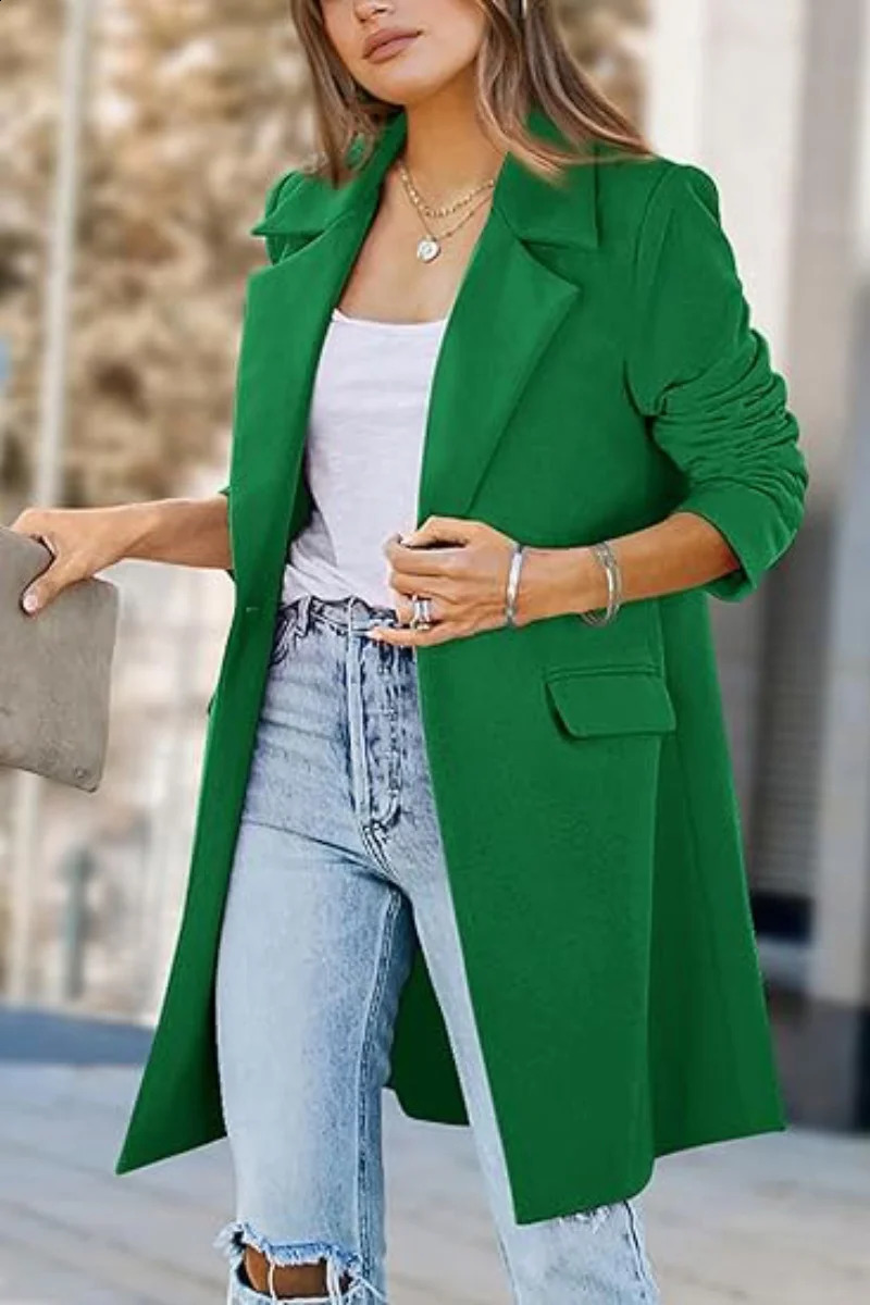 Womens Double breasted Winter Coat Long Wool Blended Jacket Collar Clothing 250319