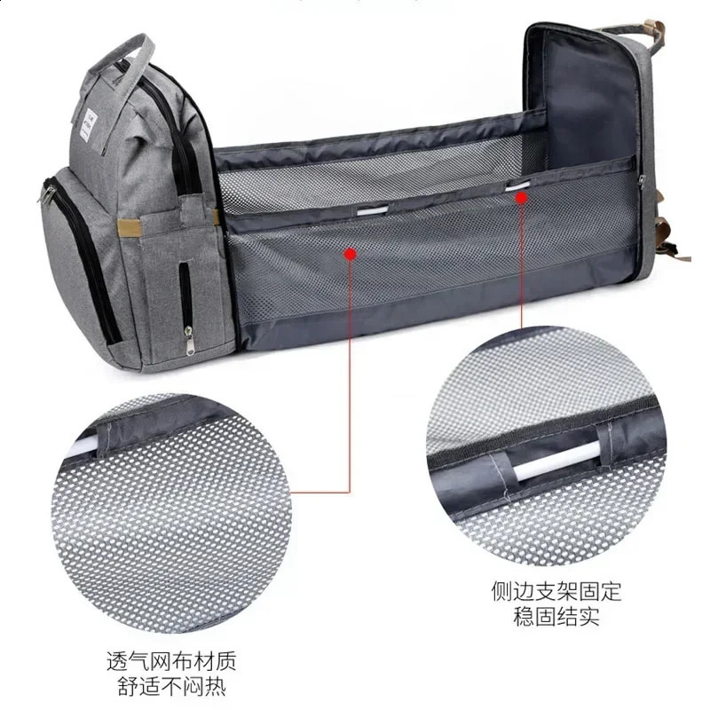 Mommy Diaper Bags Baby Bed Mother Large Capacity Nappy Milk Bottle Backpacks with Changing Mat Convenient Baby Nursing Bags 250319