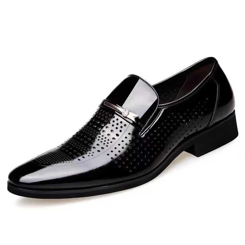 Luxury Business Oxford Leather Shoes Mens Breathable Patent Leather Formal Shoes Plus Size Mens Office Wedding Flats Male BlackXJ250319