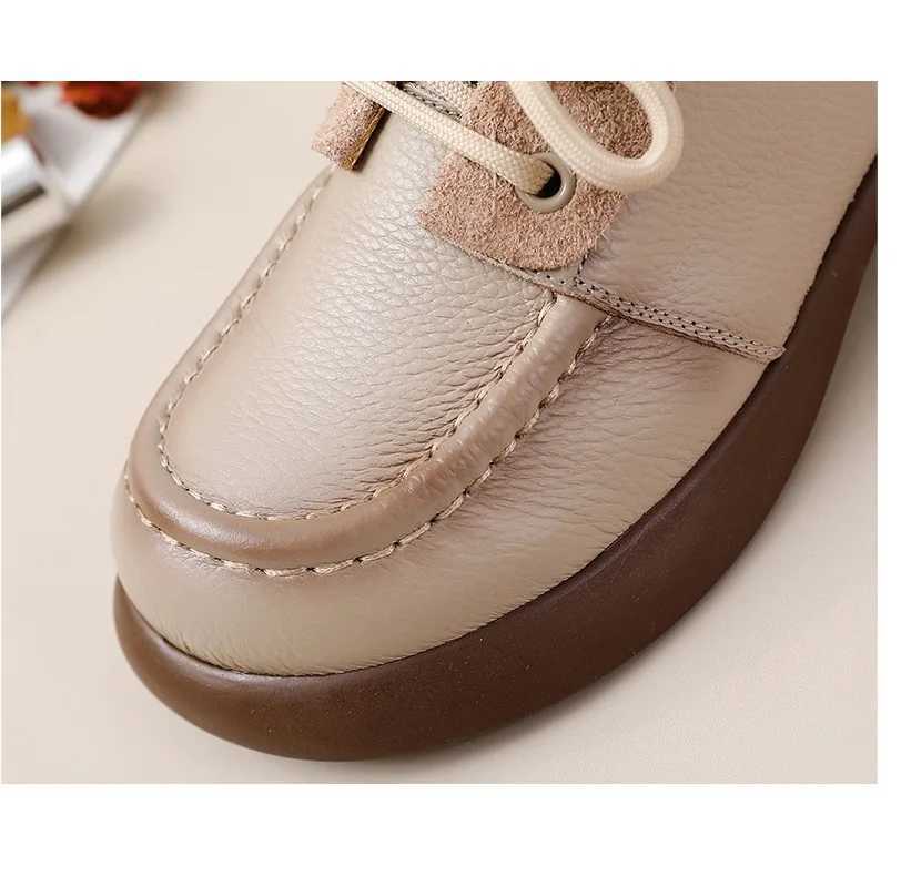 New natural cowhide Oxford shoes womens lace shoelaces womens luxury retro brogues flat womens business shoesXJ250319