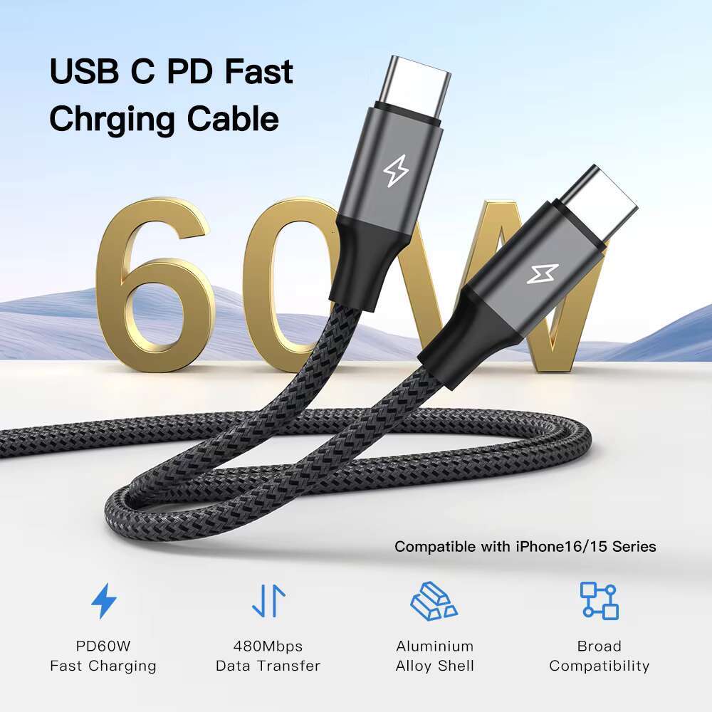 UNIEAN Wholesale 2M 3M USB a 2.0 to 5V 2A Type C Usb Fast Charging Cable Data Cables for Iphones 15 Pro Max