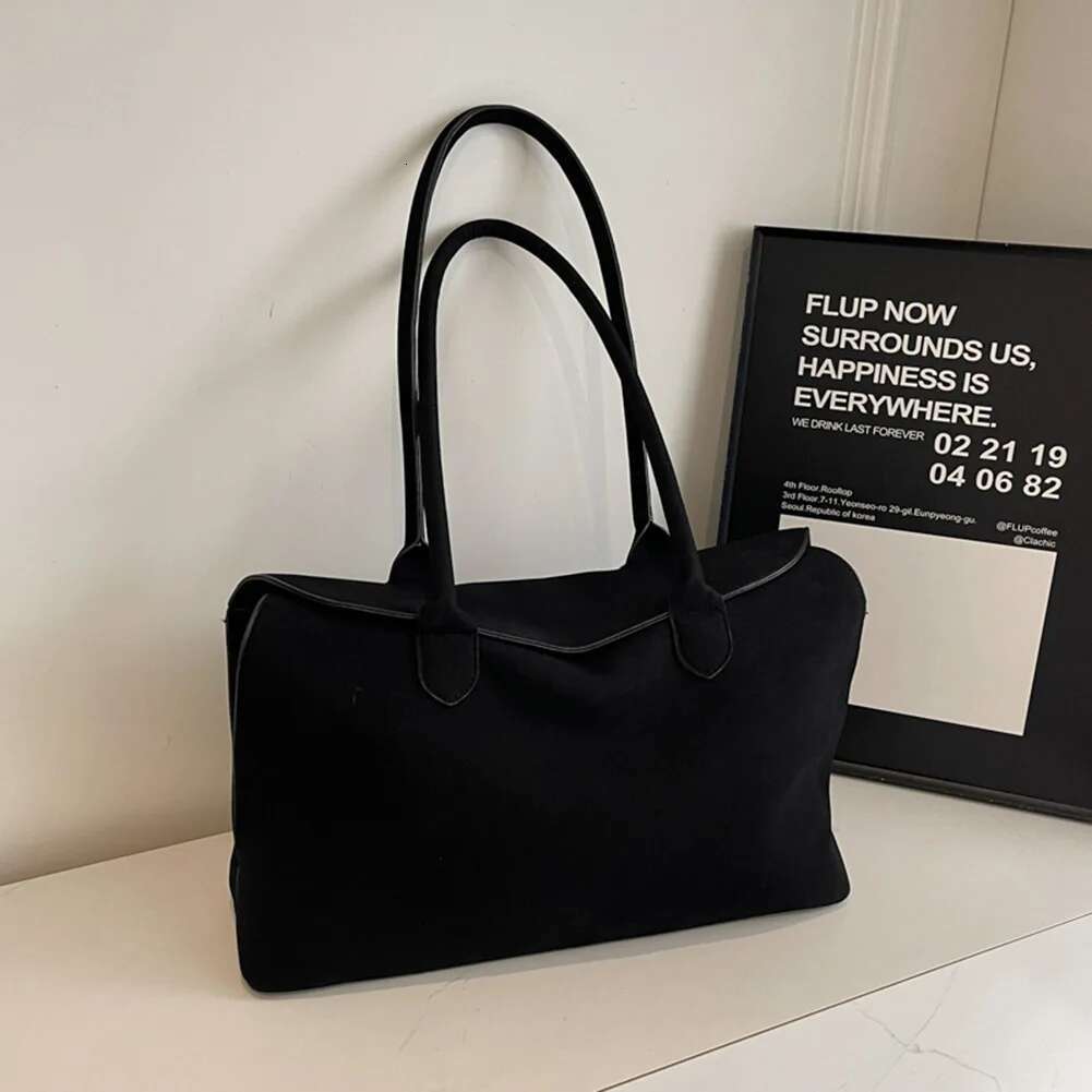 Shoulder For Women Men With Inner Pocket Retro Handbag Suede Solid Color Top Handle Trendy Satchel Work Travel Bag