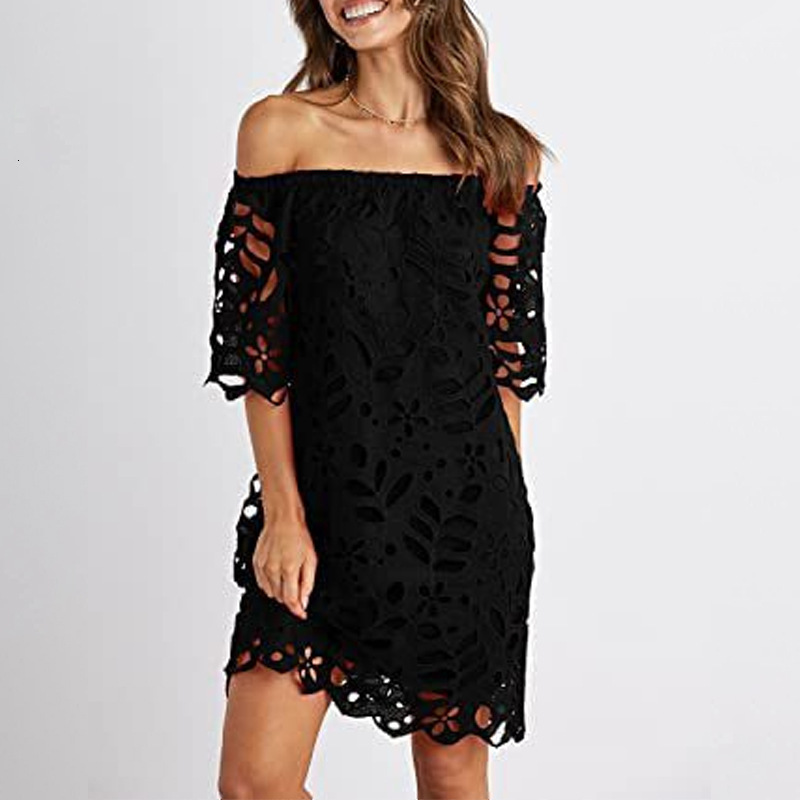 2025 Spring and Summer New Color Lace Mid Sleeve Commuter Dress, strapless Fashion Short Skirt