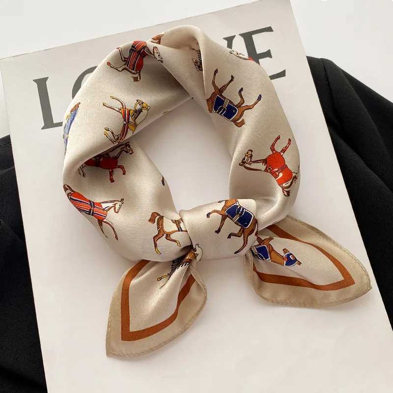 Horse Printing Design 100% Pure Silk Square Scarf Wen Fashion Luxury Brand Scarf Neckerchief Hair Hand Wrist Bandana X250319