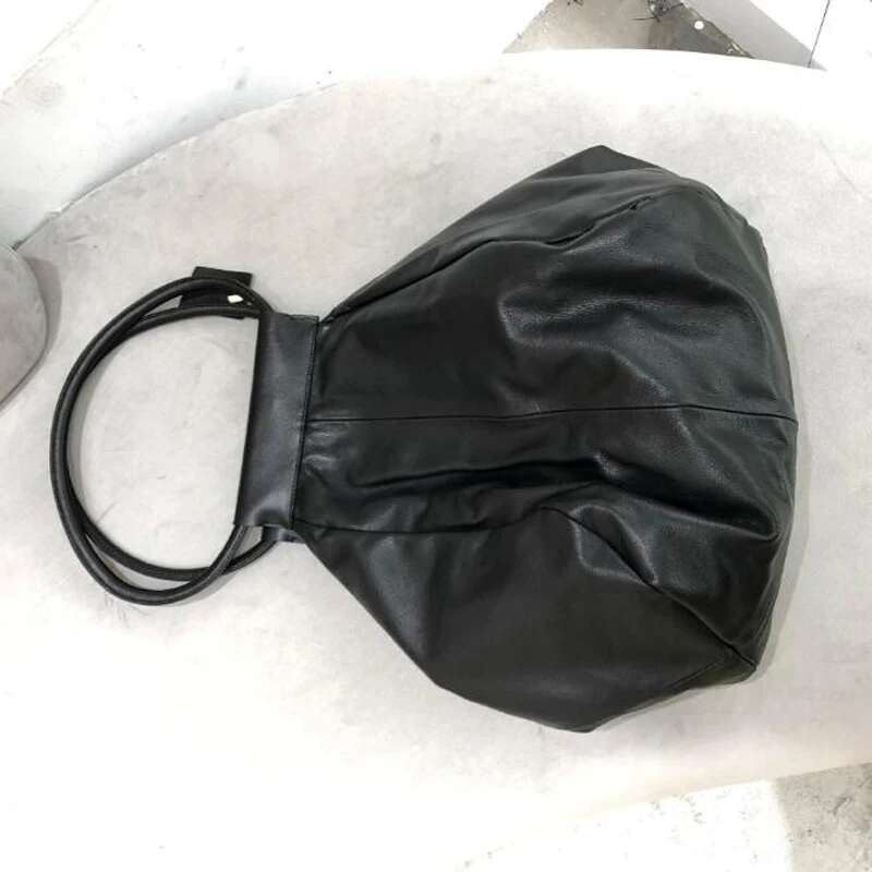 Female Big 100% Cowhide Bags Casual Simple Designer Soft Leather Shoulder Shopper Tote Bag For Women
