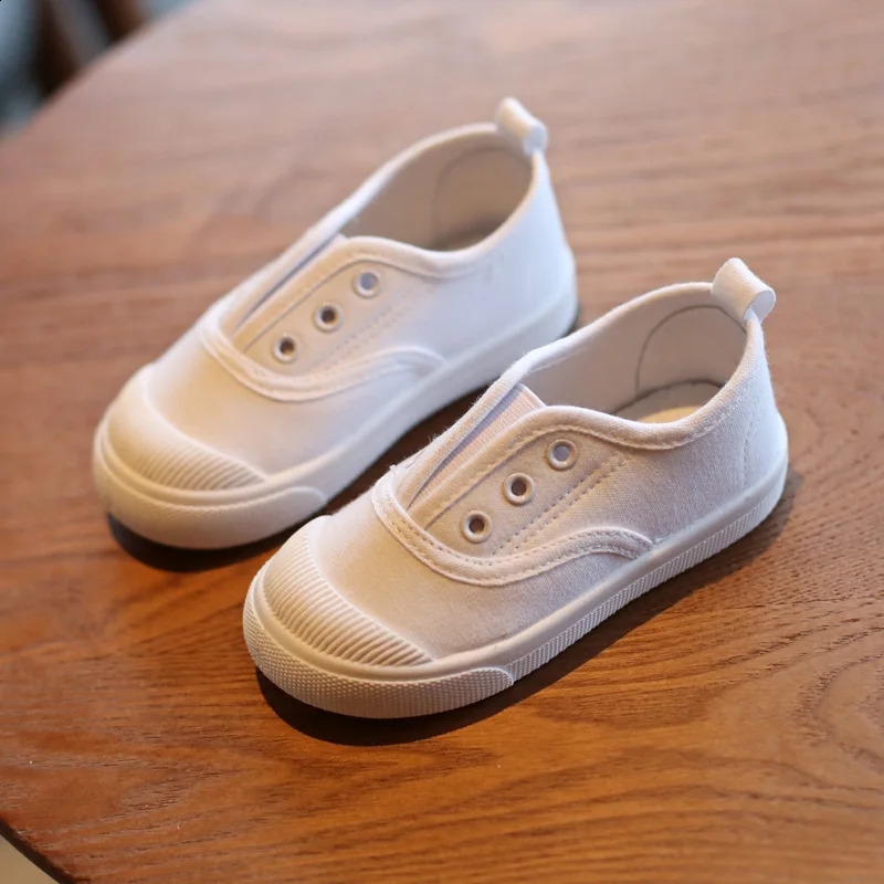 Spring Summer Childrens Canvas Shoes Girls White Shoes Fashion Boys Soft Campus White Causal Shoes Non-slip Sneakers 250319