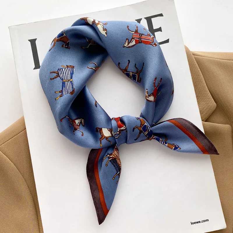 Horse Printing Design 100% Pure Silk Square Scarf Wen Fashion Luxury Brand Scarf Neckerchief Hair Hand Wrist Bandana X250319