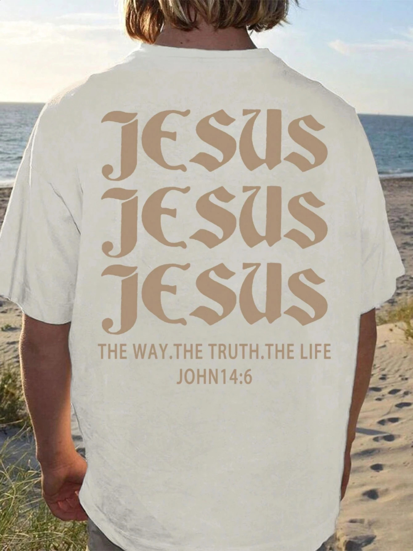 Jesus mens cotton T-shirt fashion plus size top casual short sleeved street clothing classic arrival printed T-shirt S-4XL 250317