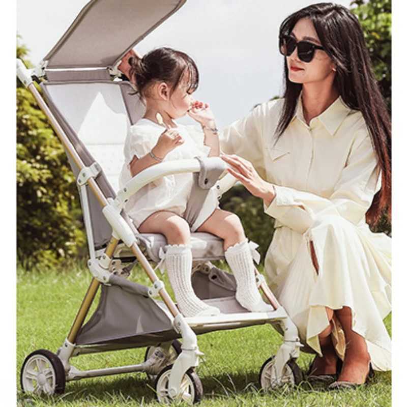 Ultra light four wheeled baby stroller foldable large space childrens luxury travel car Z250319