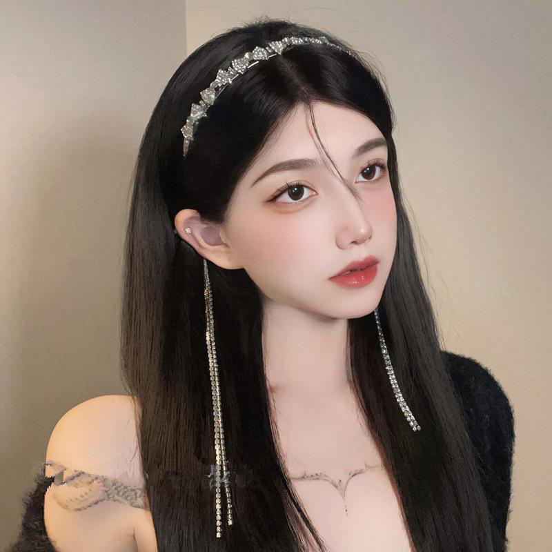 Fashionable Ladies' Rhinestone Bow-Adorned Fringe Headpiece for Bridesmaids and Events