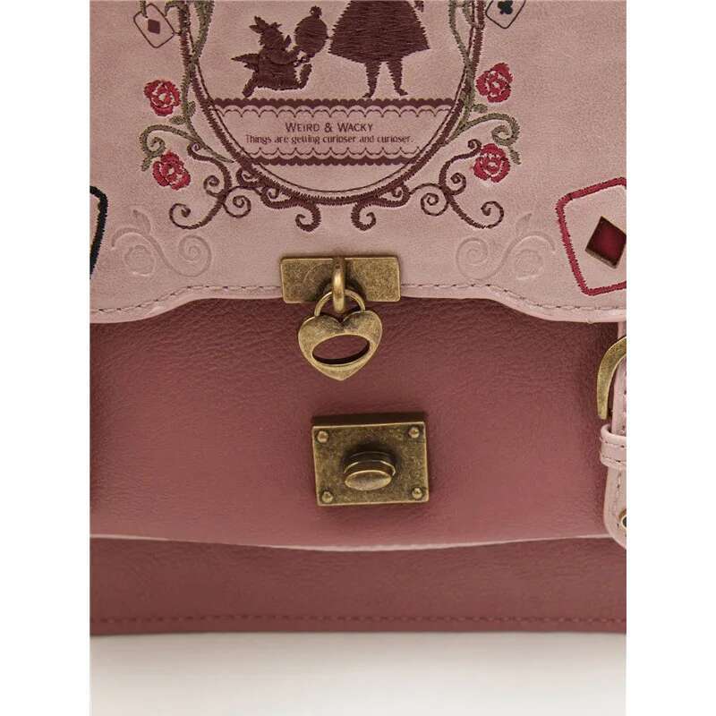 Alice In Wonderland Shoulder Bags Axes Femme Vintage Student Schoolbag Playing Cards Silhouette Handbag Leather Bag