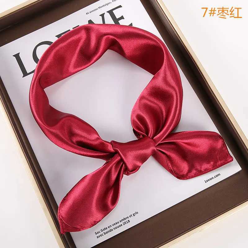 New solid 60x60cm square scarf single simulated silk glossy satin performance scarf party gift X250319