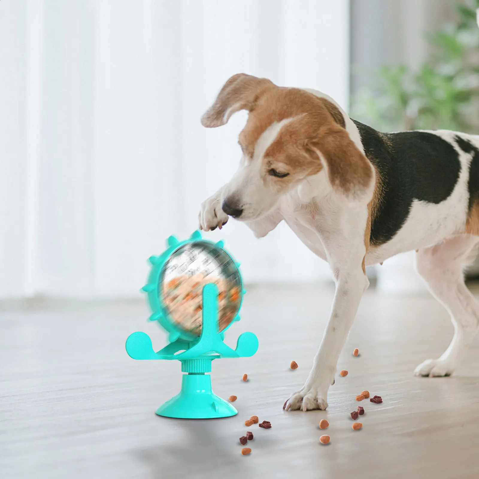 Cat toy with 360 ° rotating food delivery wheel durable PEGT and ABS materials 250312