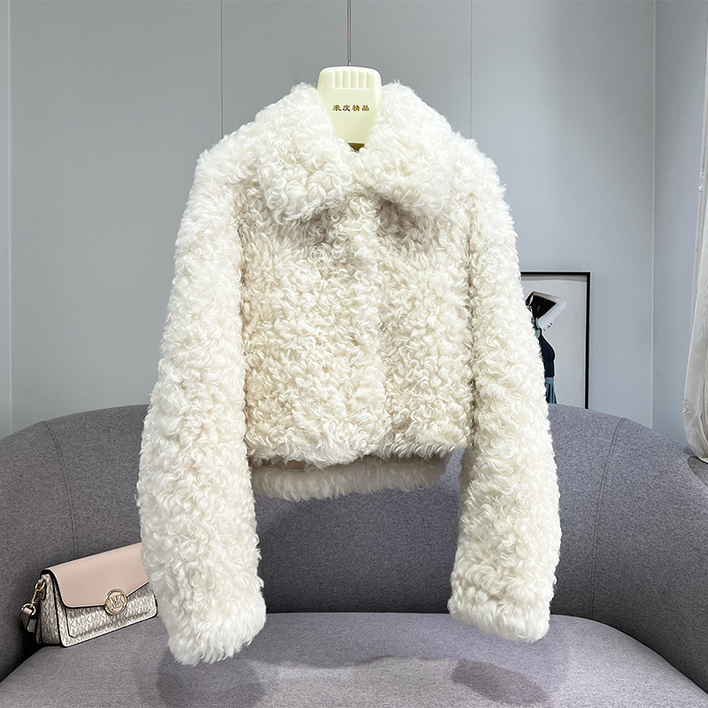 Shepherd Roll 2024 Lamb Hair Short New Winter Cotton Thick Fashion Leather Coat