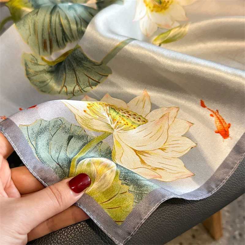 100% natural silk Mberry scarf stylish Wen style neck scarf womens hair Foard Kerchief Fem Bandana shawl X250319