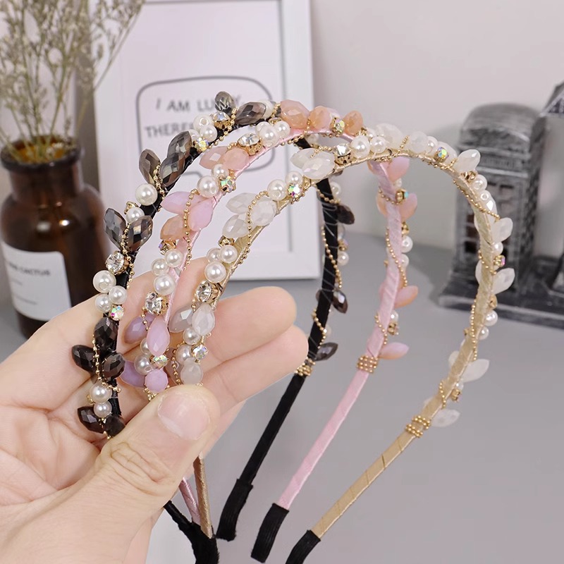 Elegant French Style Artificial Crystal Pearl Headpiece with Rhinestones Perfect for Daily Use and Special Occasions