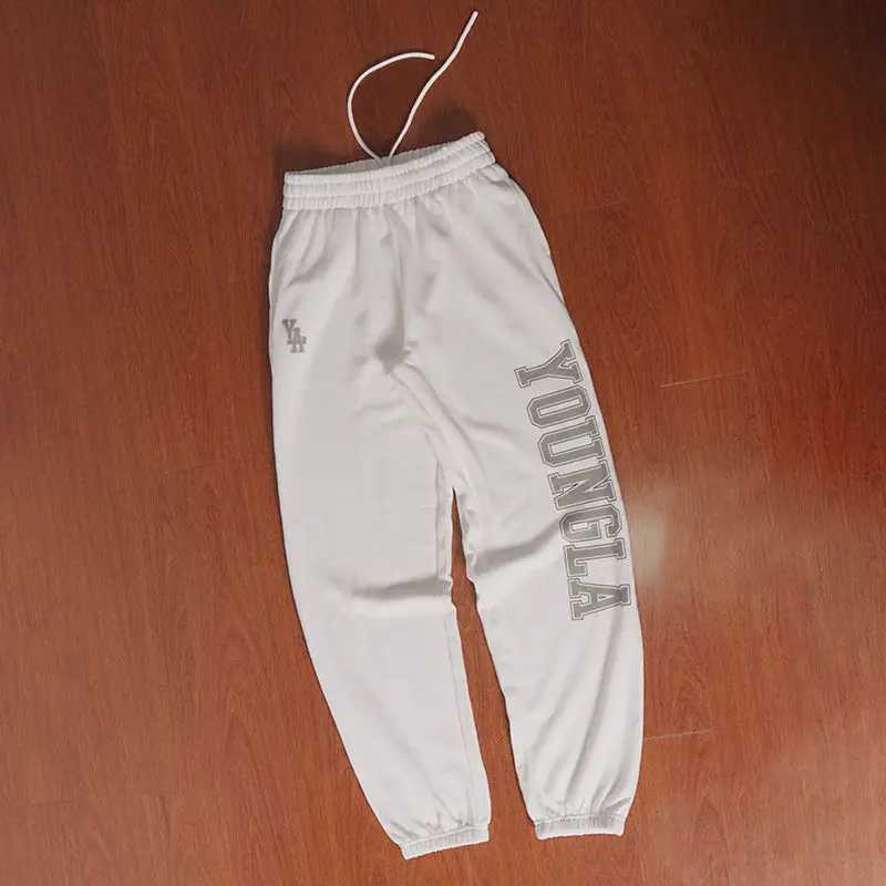 2025 Heavy American High-gram Terry Tied Feet Solid Color Printing Pure Cotton Couple Mens Sweatpants X250319