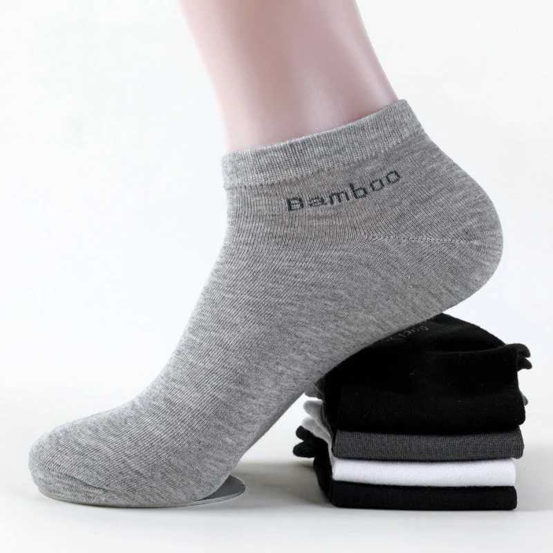 5 pairs/pack mens bamboo fiber short socks high-quality new casual breathable antibacterial mens ankle socks X250319