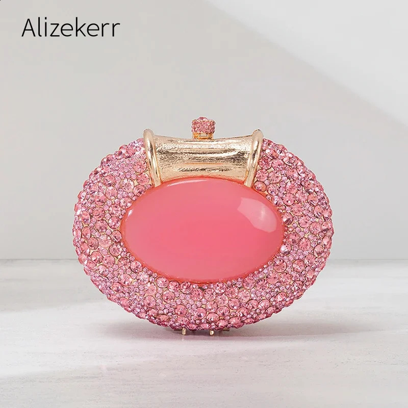 Alizekerr Oval Shaped Crystal Evening Bag Women Boutique Gorgeous Classy Diamond Clutch Purses And Handbags Bridal Wedding Party 250314
