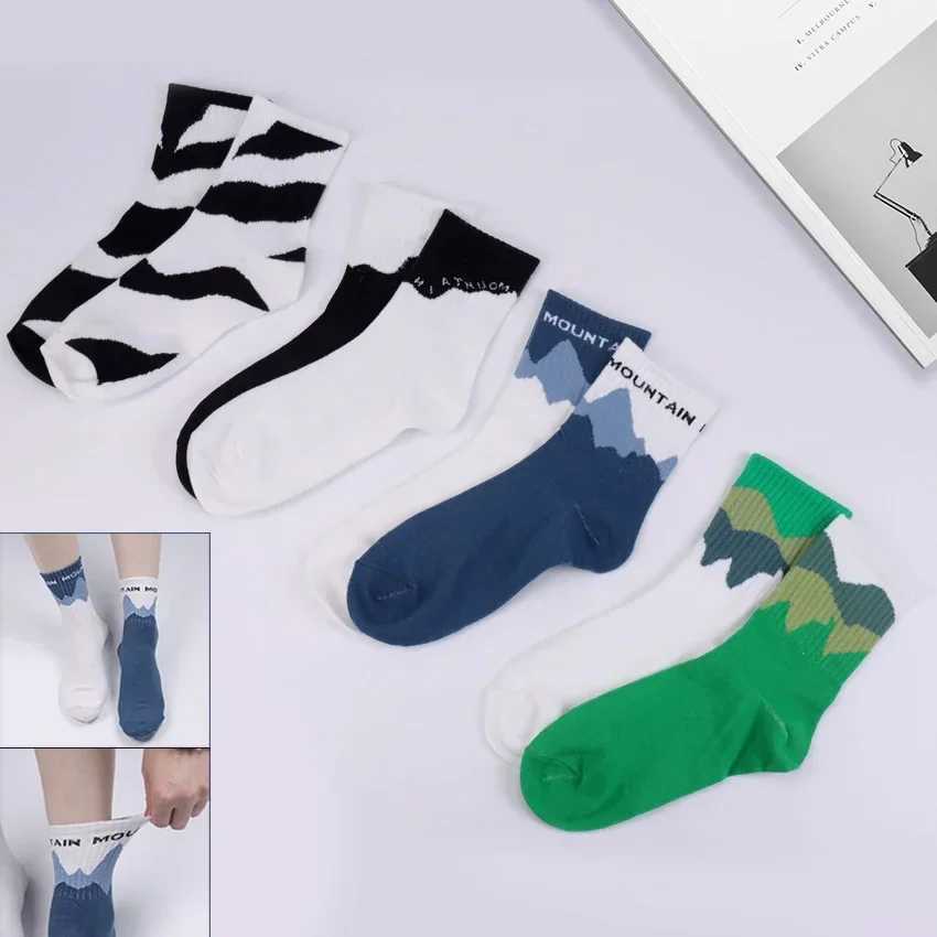 Japanese Asymmetric Socks Womens Spring and Autumn Personalized Creative Medium Tube Socks Cartoon Sports Socks AB Socks X250319